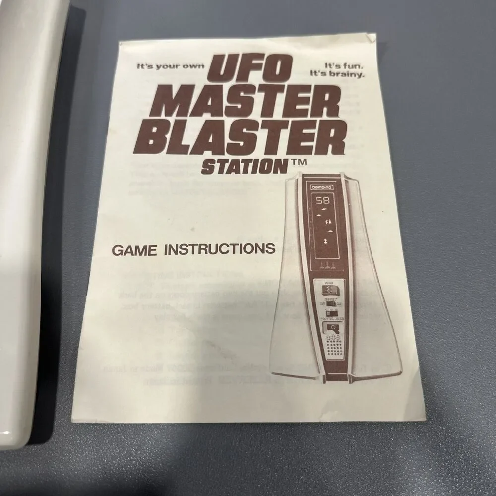 Bambino UFO Master Blaster Station Handheld Game W/ Box Manual Tested Fast Ship